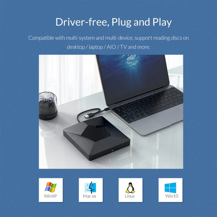 Lisslune | ORICO DVD-XD007 Portable USB 3.0 Interface External CD DVD Optical Drive CD/DVD-RW Recorder