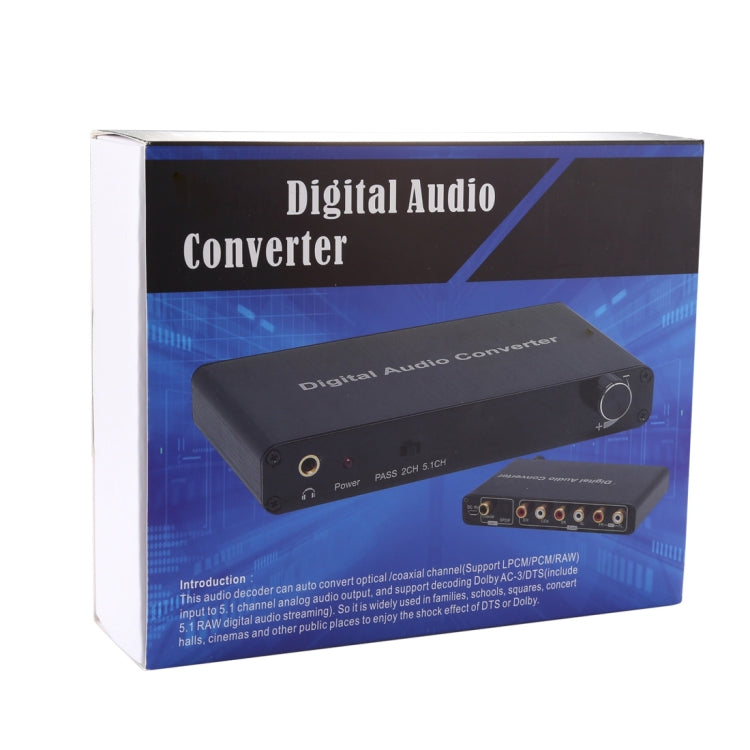 Lisslune | 2CH Digital Audio Decoder Converter with optical Toslink SPDIF coaxial for home theater / PS4 / PS3 / XBOX360, support for volume control, AC-3, DTS