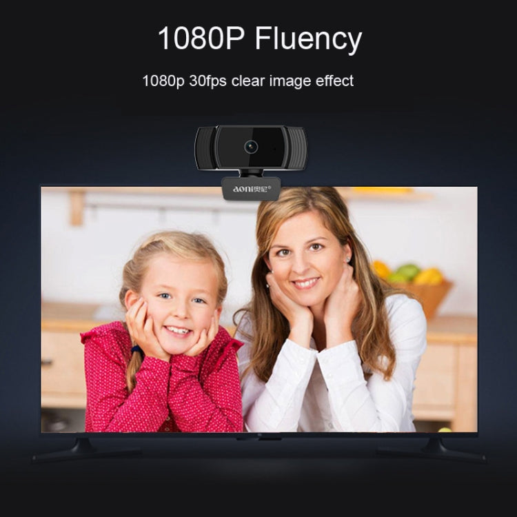 Lisslune | Aoni A20 FHD 1080P IPTV WebCam Teleconference Teaching Live Broadcast Computer Camera with Microphone (Black)