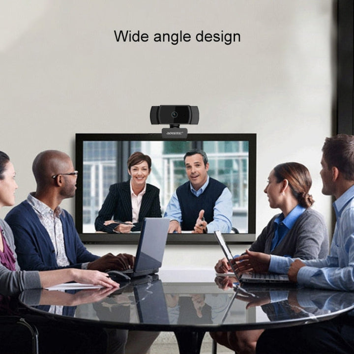 Lisslune | Aoni A20 FHD 1080P IPTV WebCam Teleconference Teaching Live Broadcast Computer Camera with Microphone (Black)