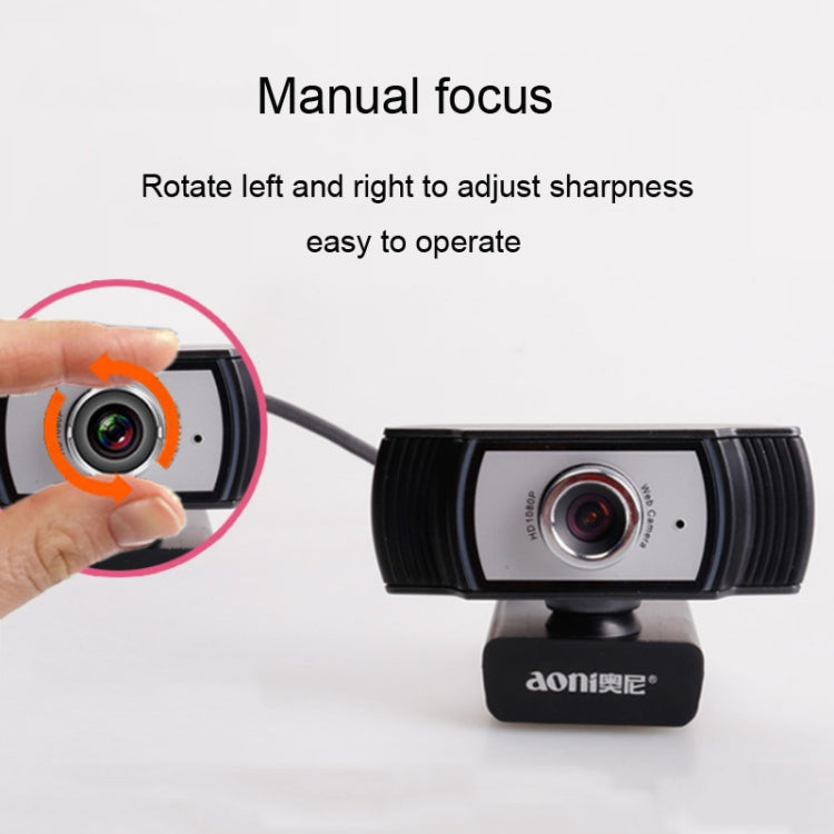 Lisslune | Aoni C33 Beauty FHD 1080P IPTV WebCam Video Conference Teaching Live Streaming Computer Camera with Microphone, driver-free Plug and Play (Black)