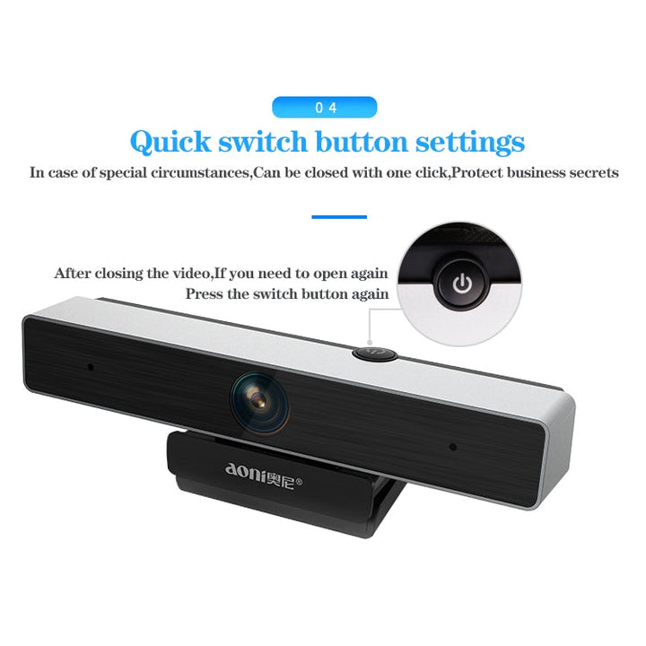 Lisslune | aoni C90 1080P HD Business Smart Computer Camera with Microphone