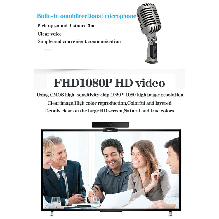 Lisslune | aoni C90 1080P HD Business Smart Computer Camera with Microphone