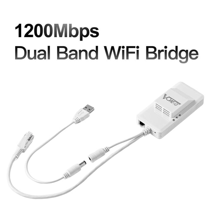 Lisslune | VONETS VAP11AC 5G / 2.4G Mini Wireless Bridge with Fan Version 300Mbps + 900Mbps WiFi Repeater, Support for Video Surveillance & Control (White)