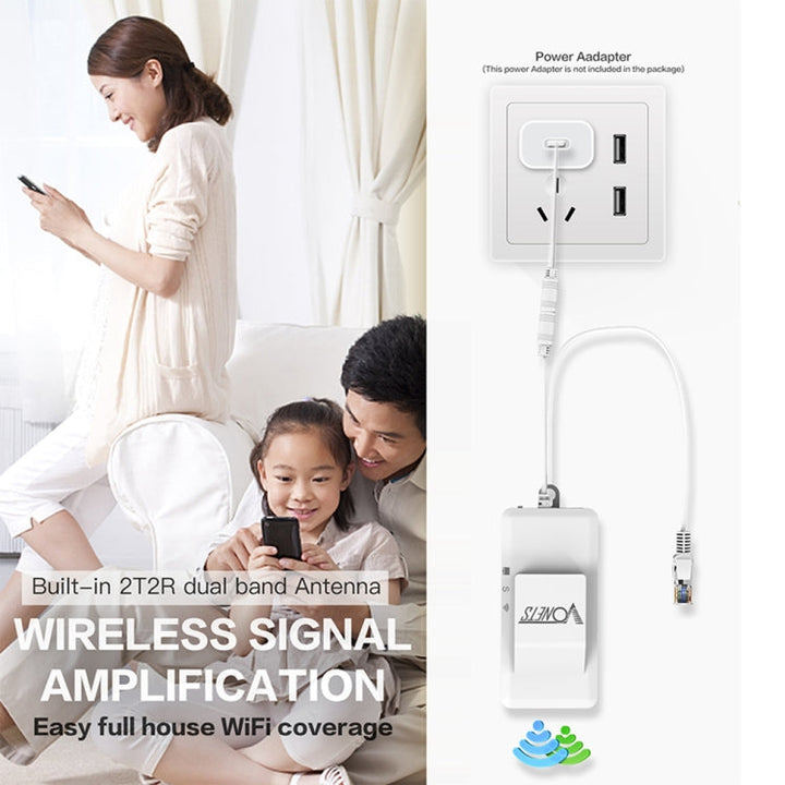 Lisslune | VONETS VAP11AC 5G / 2.4G Mini Wireless Bridge with Fan Version 300Mbps + 900Mbps WiFi Repeater, Support for Video Surveillance & Control (White)
