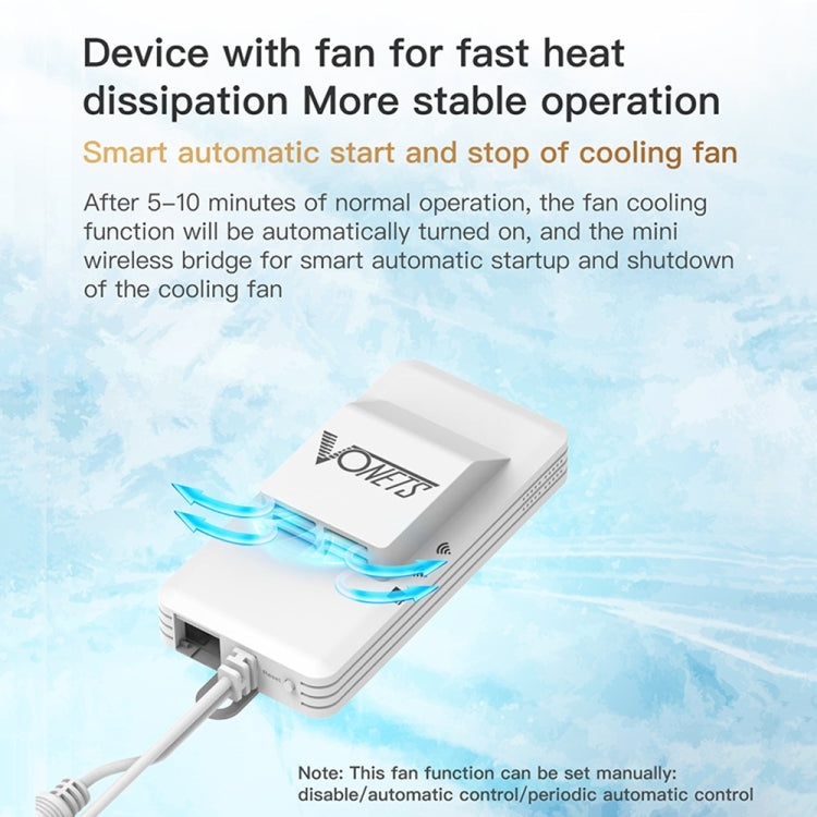 Lisslune | VONETS VAP11AC 5G / 2.4G Mini Wireless Bridge with Fan Version 300Mbps + 900Mbps WiFi Repeater, Support for Video Surveillance & Control (White)