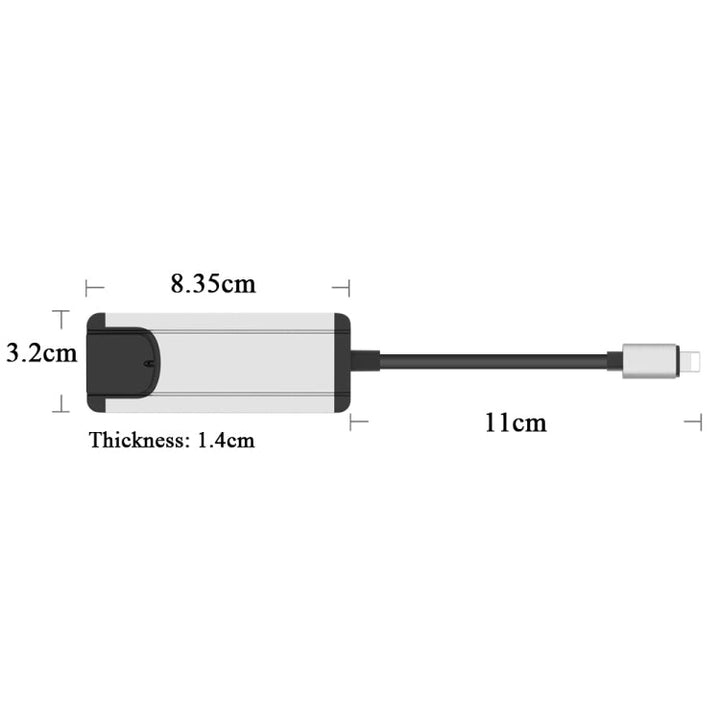 Lisslune | Onten 75002 8PIN to RJ45 Hub USB 2.0 Adapter (Silver)