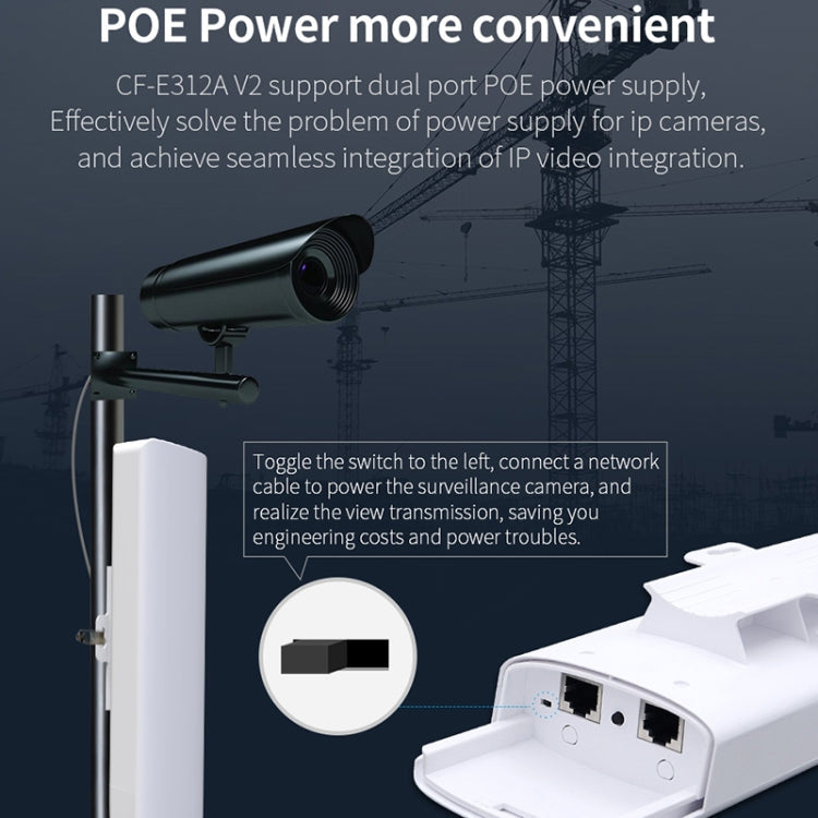 Lisslune | COMFAST CF-E312A Qualcomm AR9344 5.8GHz 300Mbps/s Outdoor ABS Wireless Network Bridge with POE Adapter