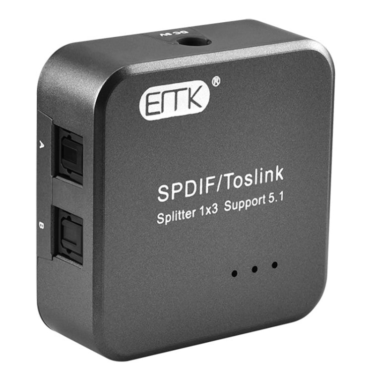 Lisslune | EMK 1 Input 3 Output Digital Optical Audio SPDIF Toslink Splitter Adapter (Silver Gray)