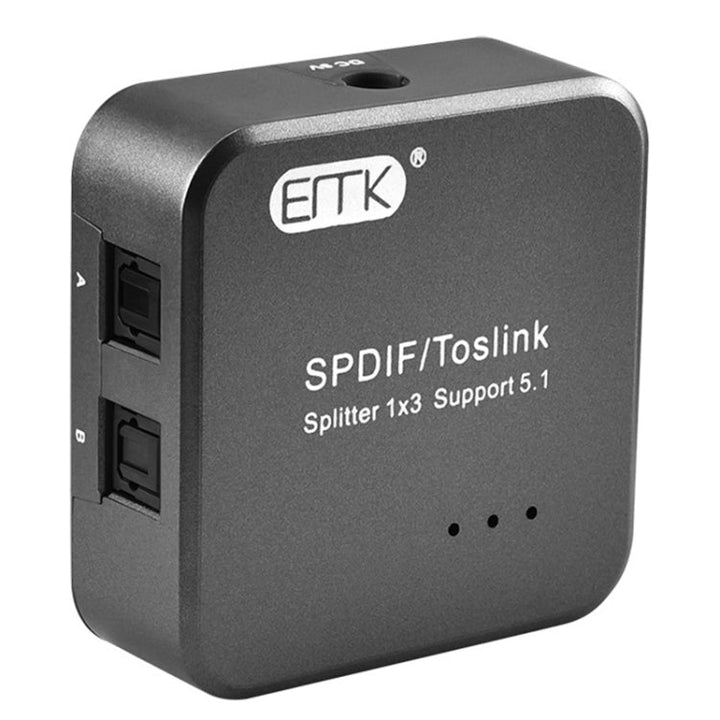Lisslune | EMK 1 Input 3 Output Digital Optical Audio SPDIF Toslink Splitter Adapter (Silver Gray)