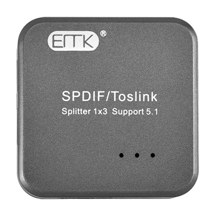 Lisslune | EMK 1 Input 3 Output Digital Optical Audio SPDIF Toslink Splitter Adapter (Silver Gray)