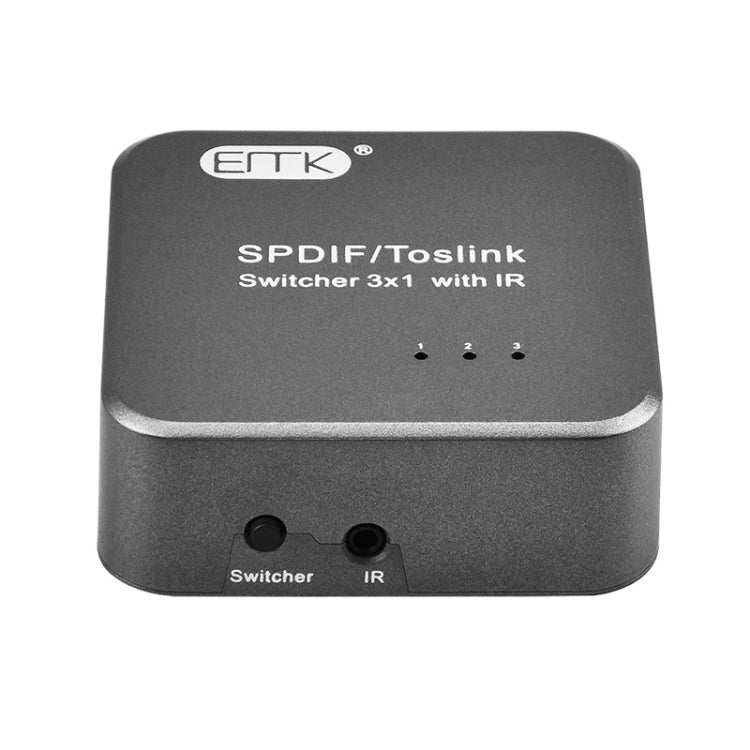 Lisslune | EMK SPDIF/TosLink Digital Optical Audio 3x1 Switcher with IR Controller (Gray)