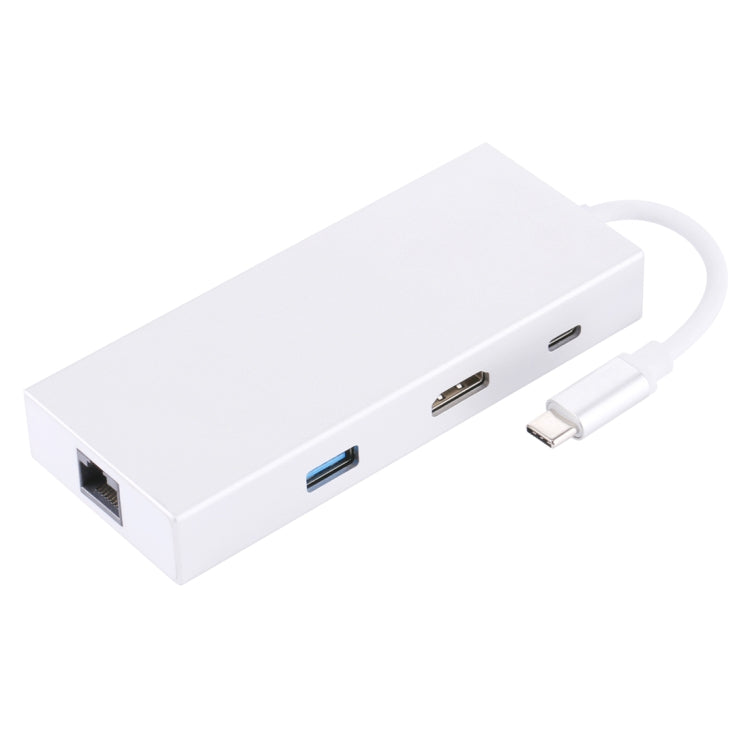 Lisslune | USB-C / Type-C to HDMI & RJ45 & 2 x USB 3.0 & SD & Micro SD Card Reader Adapter HUB with USB-C / Type-C Charging Function, For Macbook / New Macbook Pro / Huawei Matebook