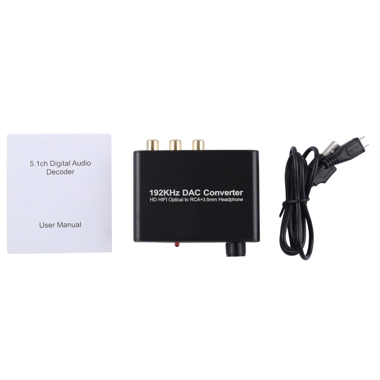Lisslune | 192KHz DAC Converter HD HIFI Optical to RCA+3.5mm Headphone 5.1 Channel Digital Audio Converter with Volume Control