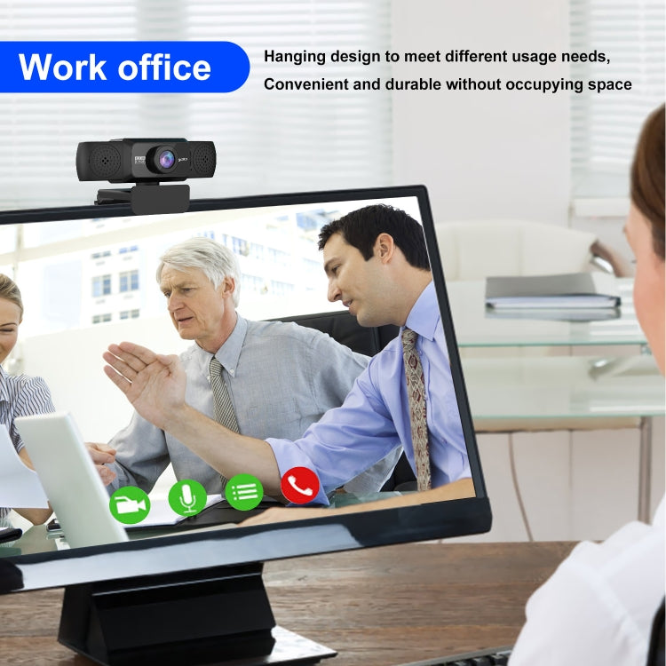 Lisslune | HXSJ S5 1080P Adjustable HD Video Webcam PC Camera with Microphone (Black)