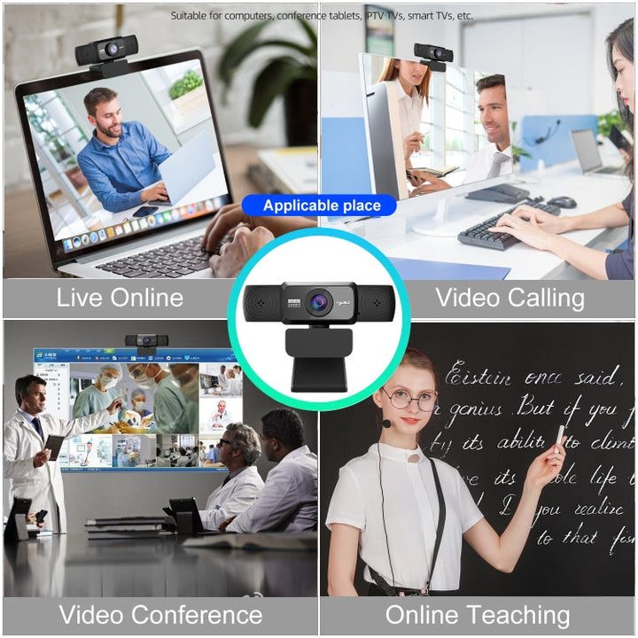 Lisslune | HXSJ S5 1080P Adjustable HD Video Webcam PC Camera with Microphone (Black)