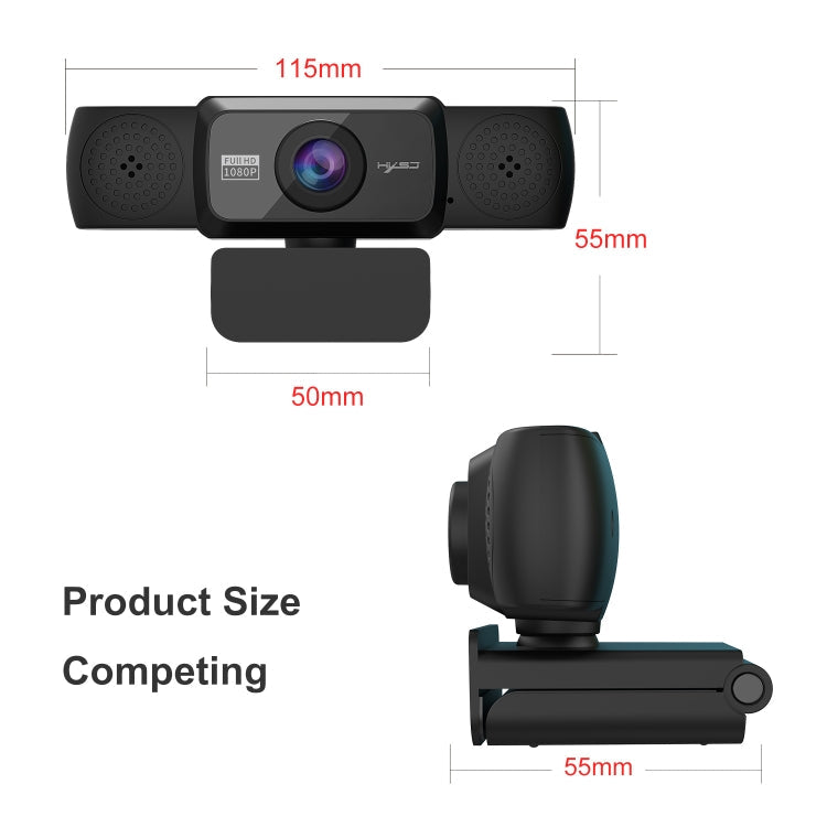 Lisslune | HXSJ S5 1080P Adjustable HD Video Webcam PC Camera with Microphone (Black)