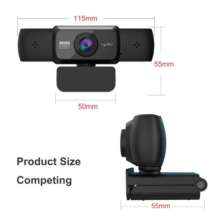 Lisslune | HXSJ S5 1080P Adjustable HD Video Webcam PC Camera with Microphone (Black)