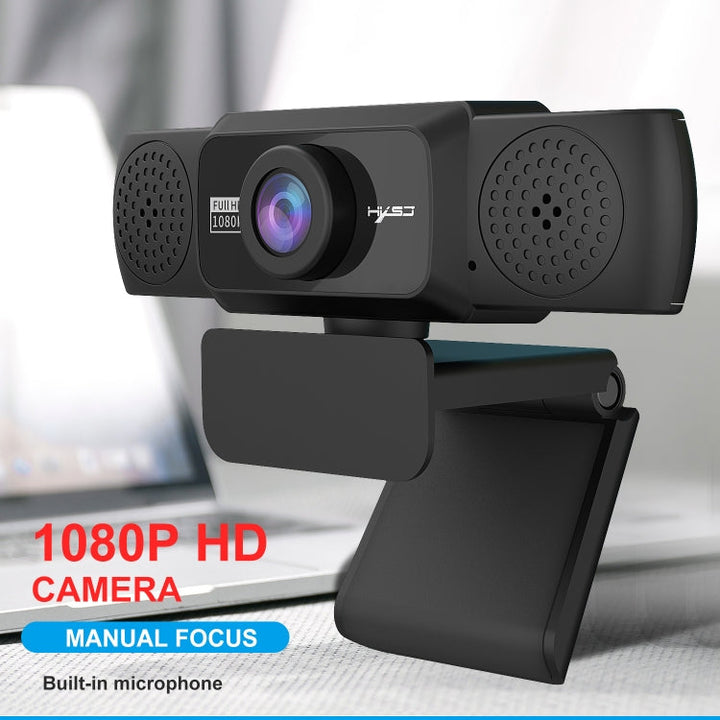 Lisslune | HXSJ S5 1080P Adjustable HD Video Webcam PC Camera with Microphone (Black)