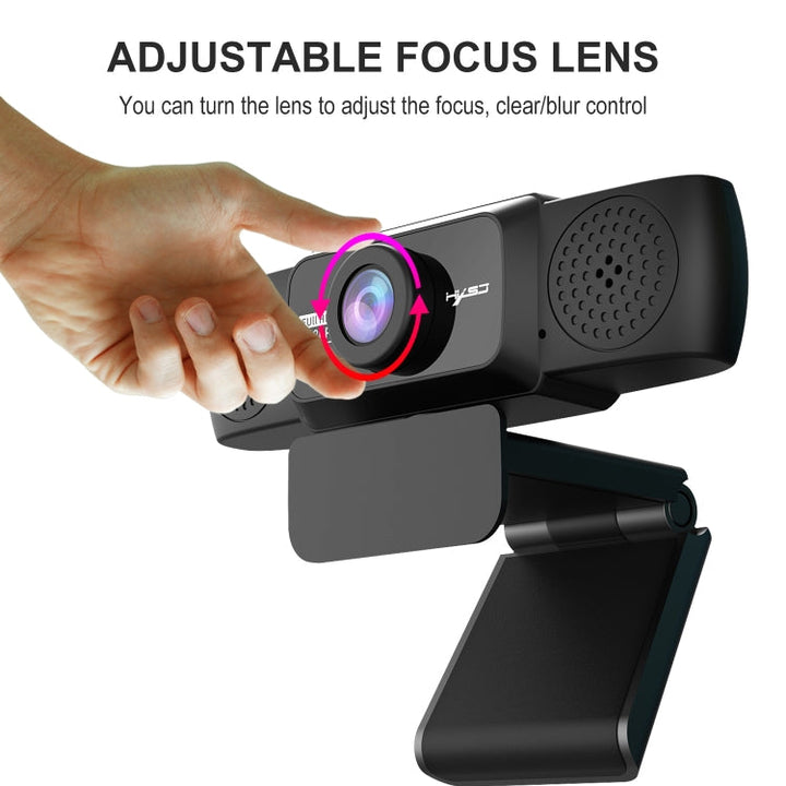 Lisslune | HXSJ S5 1080P Adjustable HD Video Webcam PC Camera with Microphone (Black)