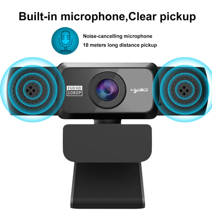 Lisslune | HXSJ S5 1080P Adjustable HD Video Webcam PC Camera with Microphone (Black)