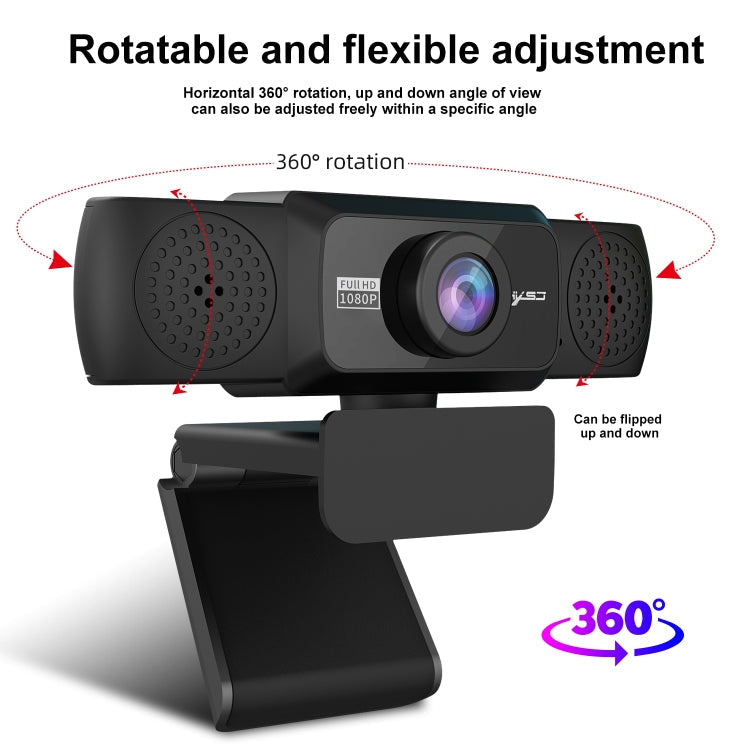 Lisslune | HXSJ S5 1080P Adjustable HD Video Webcam PC Camera with Microphone (Black)