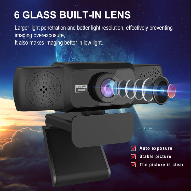 Lisslune | HXSJ S5 1080P Adjustable HD Video Webcam PC Camera with Microphone (Black)