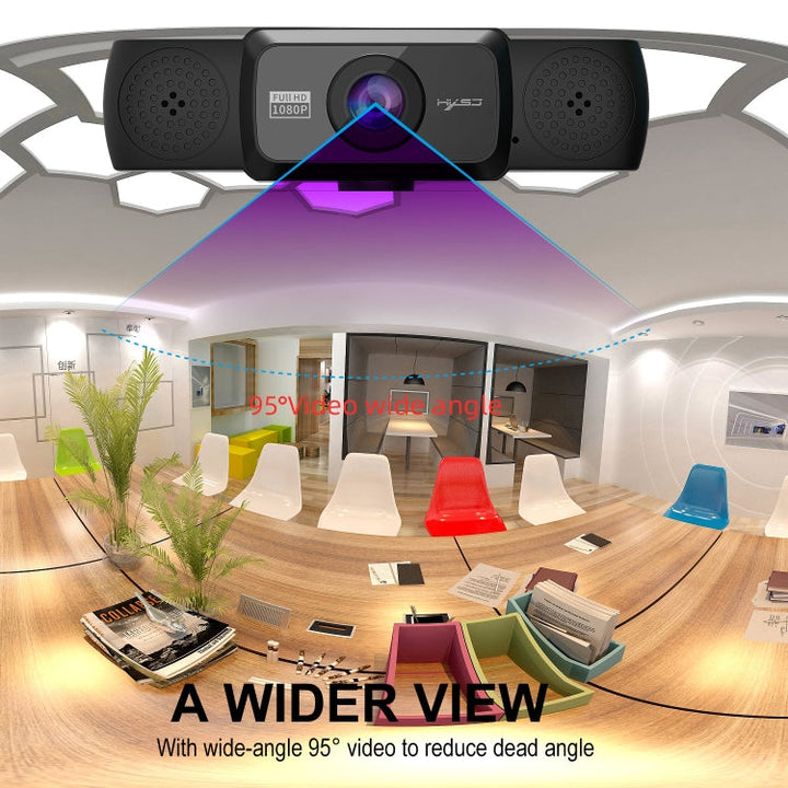 Lisslune | HXSJ S5 1080P Adjustable HD Video Webcam PC Camera with Microphone (Black)