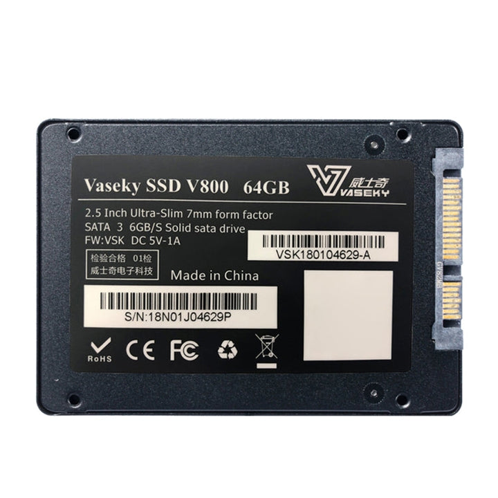 Lisslune | Vaseky V800 64GB 2.5 inch SATA3 6GB/s Ultra-Slim 7mm Solid State Drive SSD Hard Drive for Desktop, Notebook