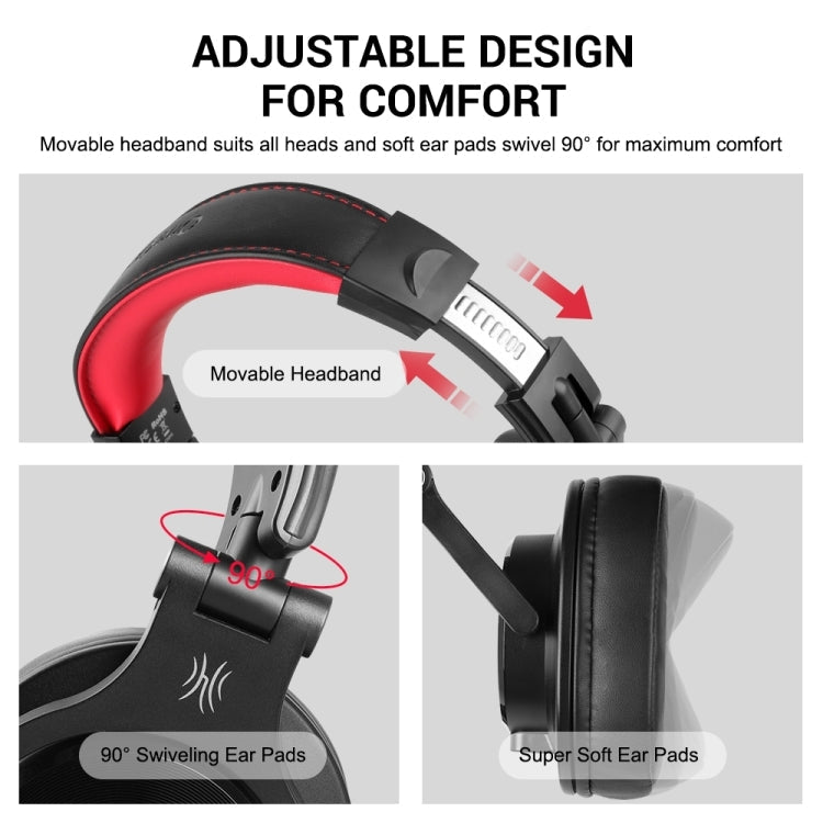 Lisslune | OneOdio A71 Headphones with Noise Cancellation in Headset Design with Microphone (Black Red)