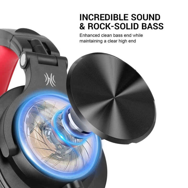 Lisslune | OneOdio A71 Headphones with Noise Cancellation in Headset Design with Microphone (Black Red)