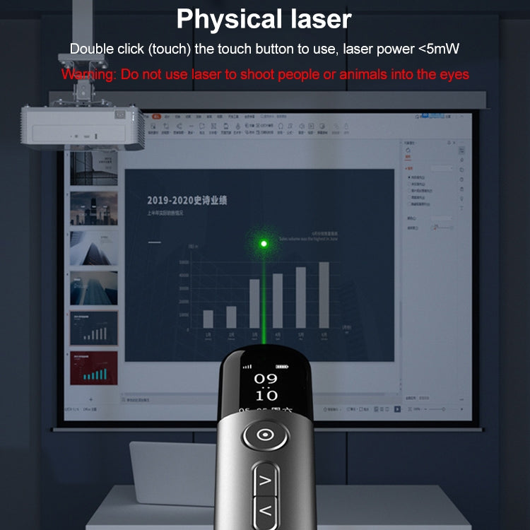 Lisslune | ASiNG A9 128MB Red Light Multifunctional PPT Touch Laser Page Turning Pen Wireless Presenter (Gray)