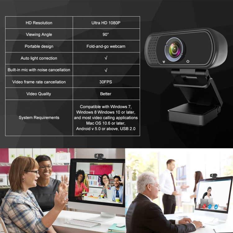 Lisslune | W5 HD 1080P USB Fixed Focus Camera with Microphone