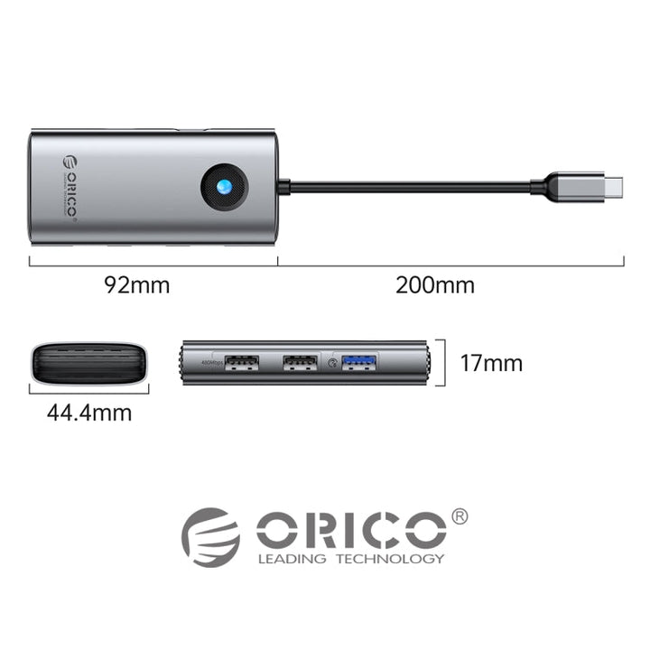 Lisslune | ORICO PW11-5P Type-C / USB-C 5-in-1 5Gbps Multifunctional Docking Station (Dark Gray)