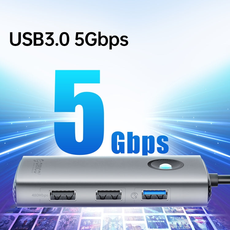 Lisslune | ORICO PW11-6P Type-C / USB-C 6-in-1 5Gbps Multifunction Docking Station (Silver)