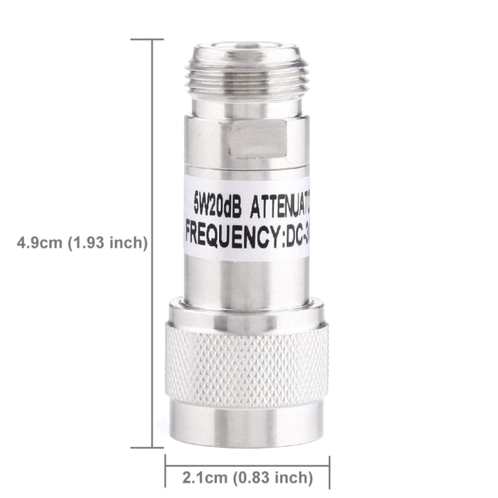 Lisslune | 5W 20dBi N Female to N Male DC-13GHz Frequency Gain Attenuator (Silver)