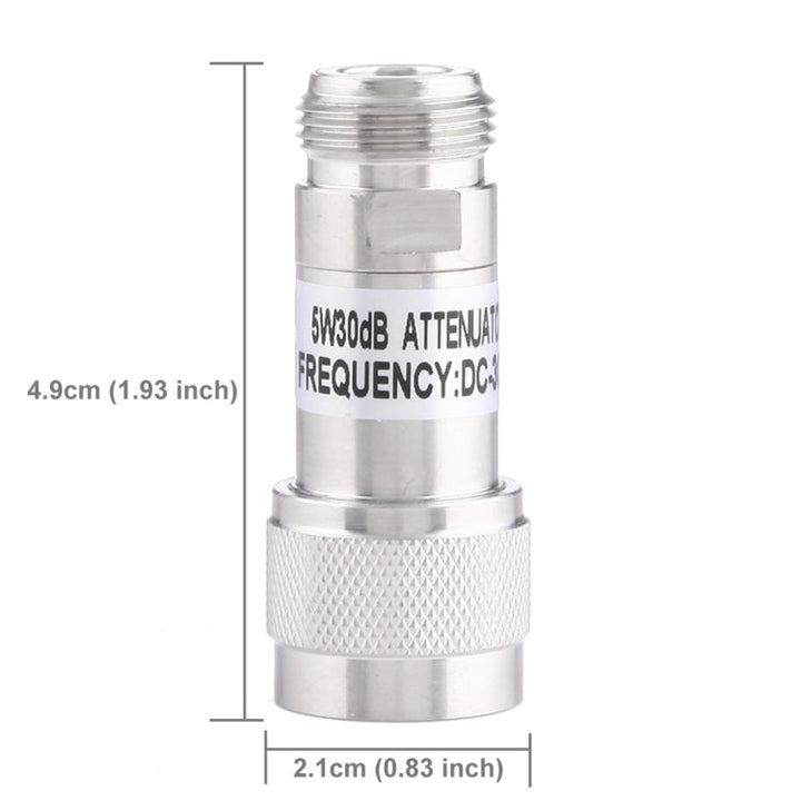 Lisslune | 5W 30dBi N Female to N Male DC-13GHz Frequency Gain Attenuator (Silver)
