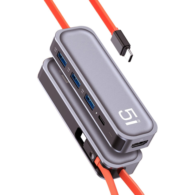Lisslune | ROCK TR21 USB-C / Type-C to HDMI + USB3.0 x 3 + PD 4K 60Hz 5 in 1 Docking Station