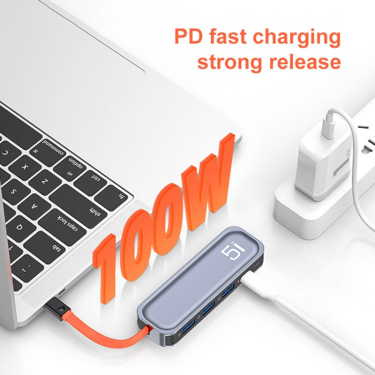 Lisslune | ROCK TR21 USB-C / Type-C to HDMI + USB3.0 x 3 + PD 4K 60Hz 5 in 1 Docking Station