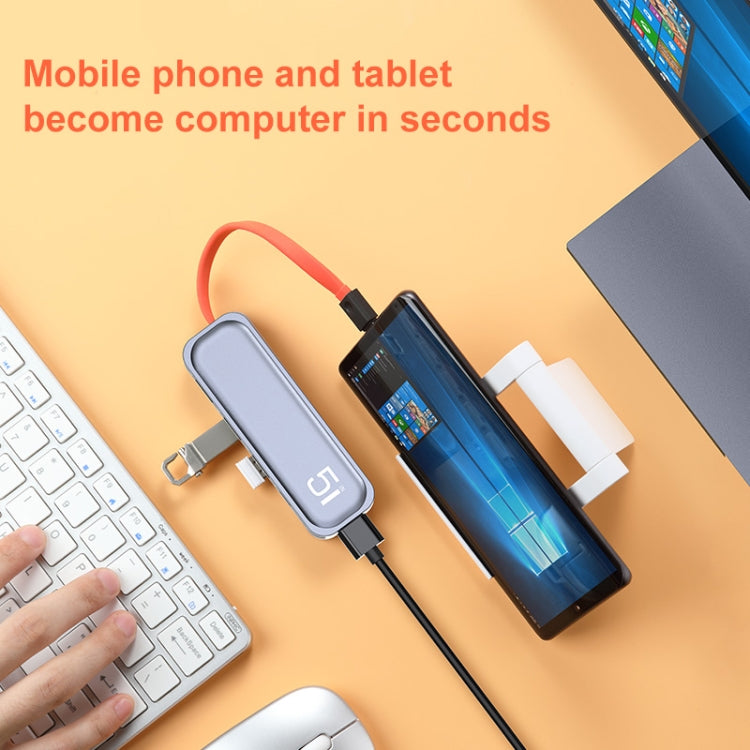 Lisslune | ROCK TR21 USB-C / Type-C to HDMI + USB3.0 x 3 + PD 4K 60Hz 5 in 1 Docking Station