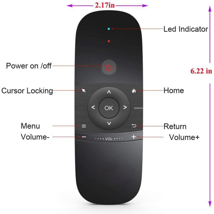 Lisslune | W1 Wireless QWERTY 57-Key Keyboard 2.4G Air Mouse Remote Control with LED Display for Android TV Box, Mini-PC, Smart TV, Projector, HTPC, All-in-one PC / TV