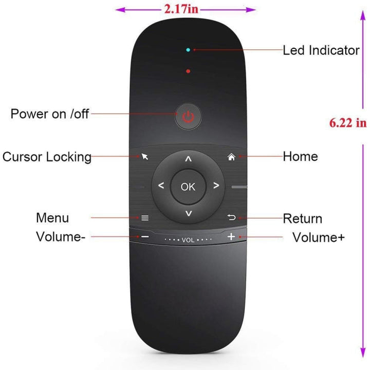 Lisslune | W1 Wireless QWERTY 57-Key Keyboard 2.4G Air Mouse Remote Control with LED Display for Android TV Box, Mini-PC, Smart TV, Projector, HTPC, All-in-one PC / TV