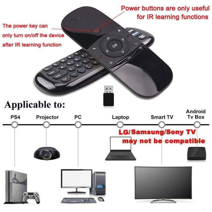 Lisslune | W1 Wireless QWERTY 57-Key Keyboard 2.4G Air Mouse Remote Control with LED Display for Android TV Box, Mini-PC, Smart TV, Projector, HTPC, All-in-one PC / TV