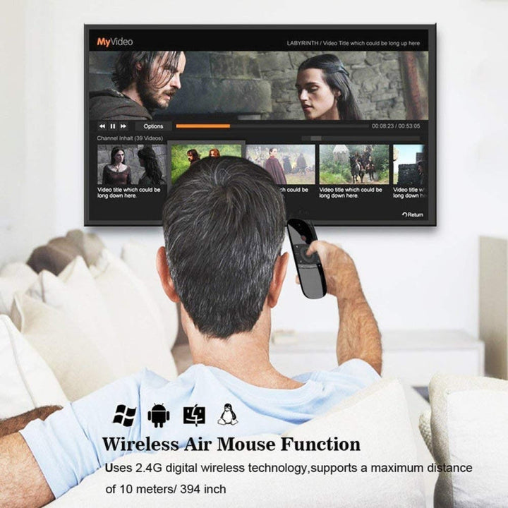 Lisslune | W1 Wireless QWERTY 57-Key Keyboard 2.4G Air Mouse Remote Control with LED Display for Android TV Box, Mini-PC, Smart TV, Projector, HTPC, All-in-one PC / TV