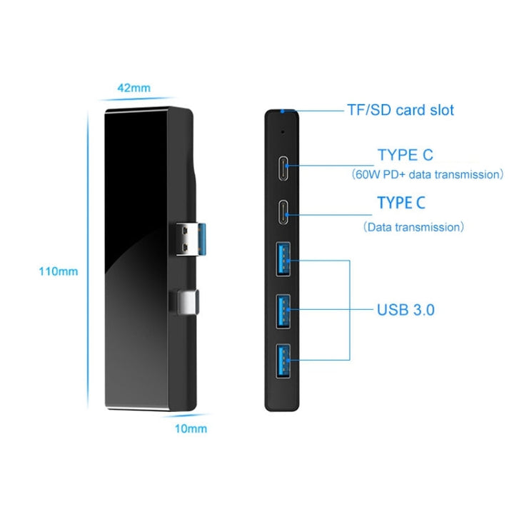 Lisslune | Rocketek SH867 USB 3.0 x 3 + Type-C x 2 HUB Adapter