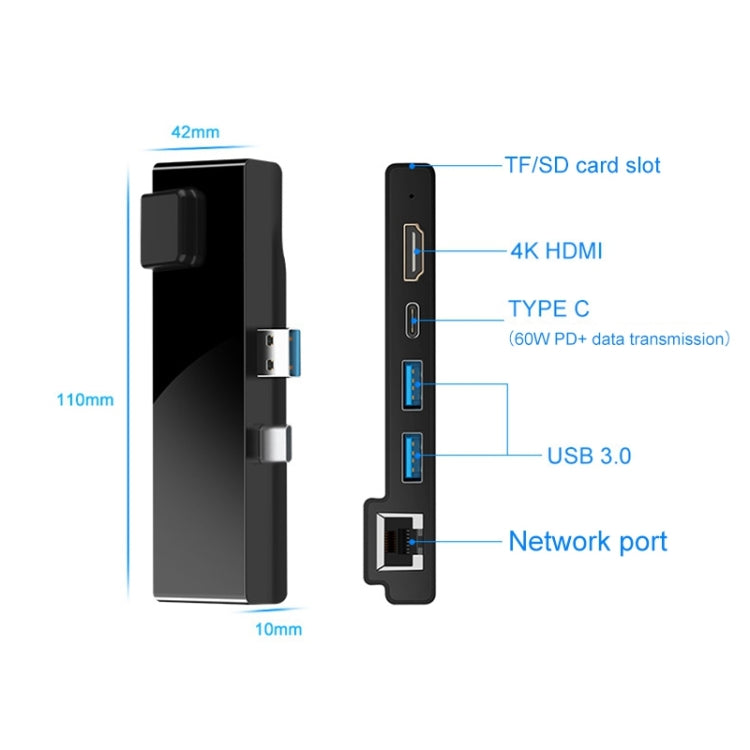 Lisslune | Rocketek SH869 100M RJ45 + HDMI + USB 3.0 x 2 + Type-C x 2 HUB Adapter