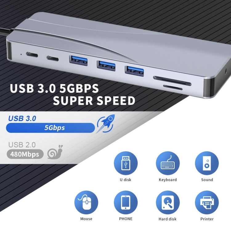 Lisslune | Rocketek HC452 Type-C to 100M RJ45 + HDMI+VGA 14 in 1 HUB Adapter