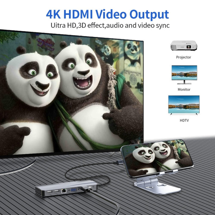Lisslune | Rocketek HC452 Type-C to 100M RJ45 + HDMI+VGA 14 in 1 HUB Adapter