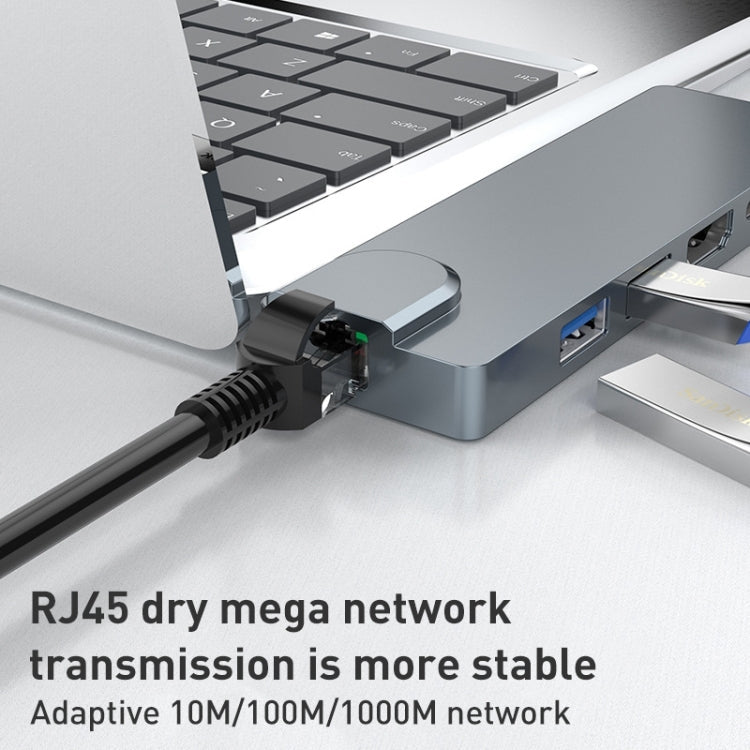 Lisslune | Rocketek SHL731 8 in 1 60W PD / RJ45 / 4K HDMI / USB 3.0 HUB Adapter for Surface Pro 3 / 4 / GO