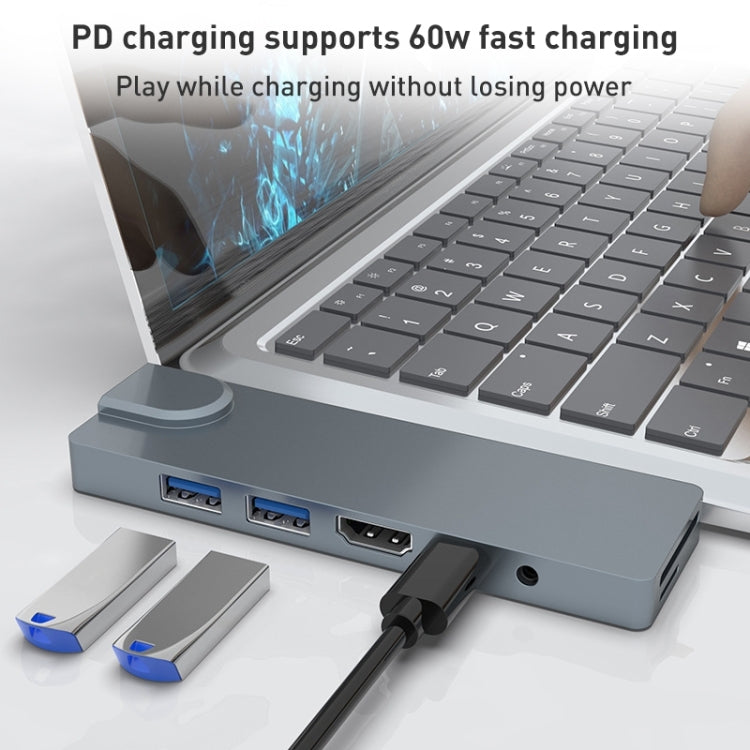 Lisslune | Rocketek SHL731 8 in 1 60W PD / RJ45 / 4K HDMI / USB 3.0 HUB Adapter for Surface Pro 3 / 4 / GO